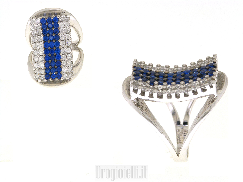 Anello fascia larga con zirconi colorati