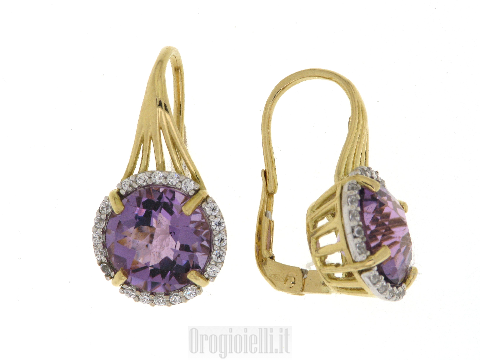Bellissimi orecchini con ametista in oro
