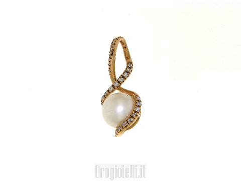 Ciondolo con perla in oro rosso