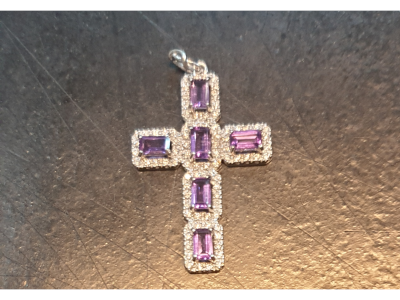 Croce FANTIN con ametista in oro 18kt