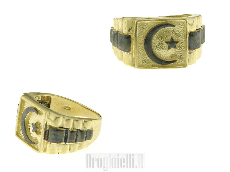 anillos de oro hechos a mano Symbology Anillo Islam en oro negro