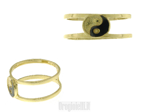 Anello con simbolo del Tao in oro giallo e oro nero