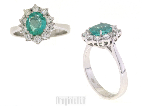 Anello con smeraldo naturale e diamanti