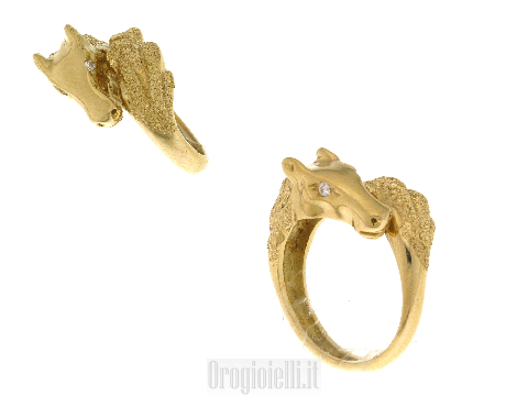 Anello particolare in oro 18 ct - 14 ct -  Testa di CAVALLO