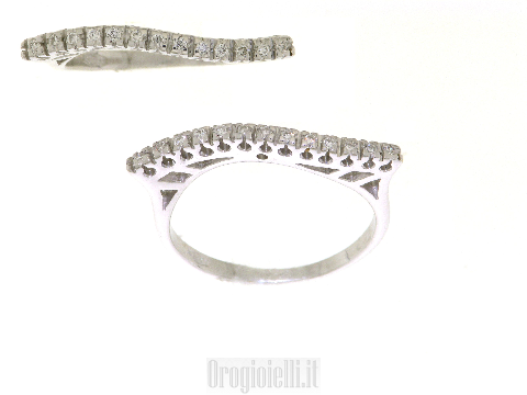 Gioiello Design Italiano Anello 18 kt - 14 kt -  - 14 kt -  veretta ad onda con diamanti