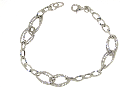Bracciale a maglie ovali in oro bianco