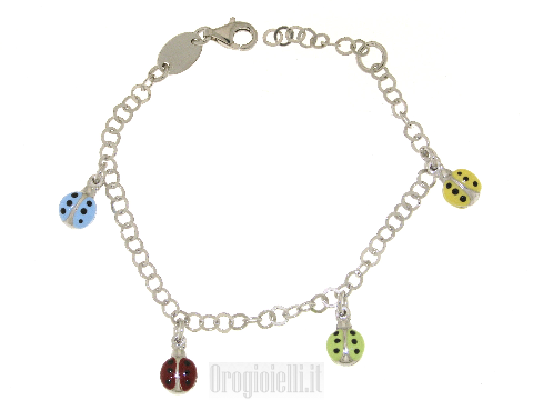 Bracciale charms portafortuna argento