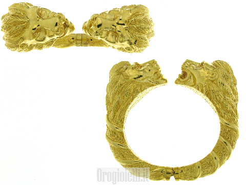 Bracciale rigido con leoni in oro 18 kt - 14 kt -  GIOIELLO DARTE