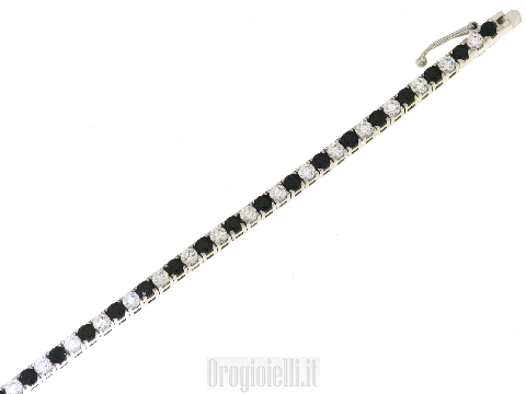 Bracciale tennis bianco e nero in oro - Arcobaleno della pace