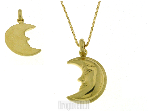 Catenina con mezza luna in oro giallo lucido