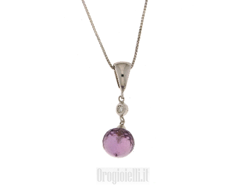 Collana con ametista viola e diamante