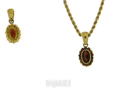 Collana con granato in oro giallo