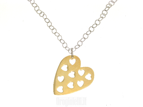 Collana in argento con pendente a cuore giallo