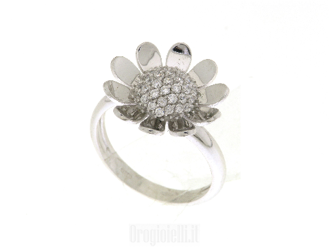 Anelli per donne in oro Fiore con zirconi