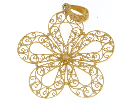 Fiore in filigrana in oro giallo 18 ct