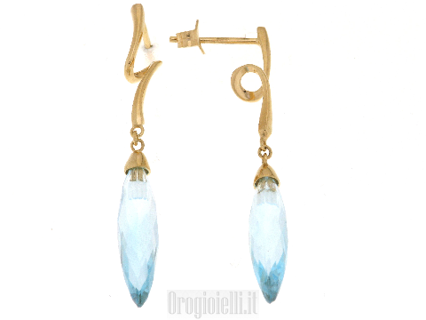 Orecchini con topazio azzurro pietra colorata in oro