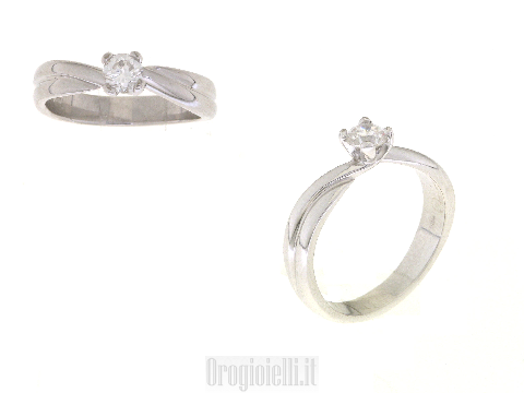Solitario con diamante in oro bianco