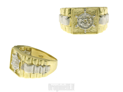 anelli uomo particolari Timone in oro bianco su anello